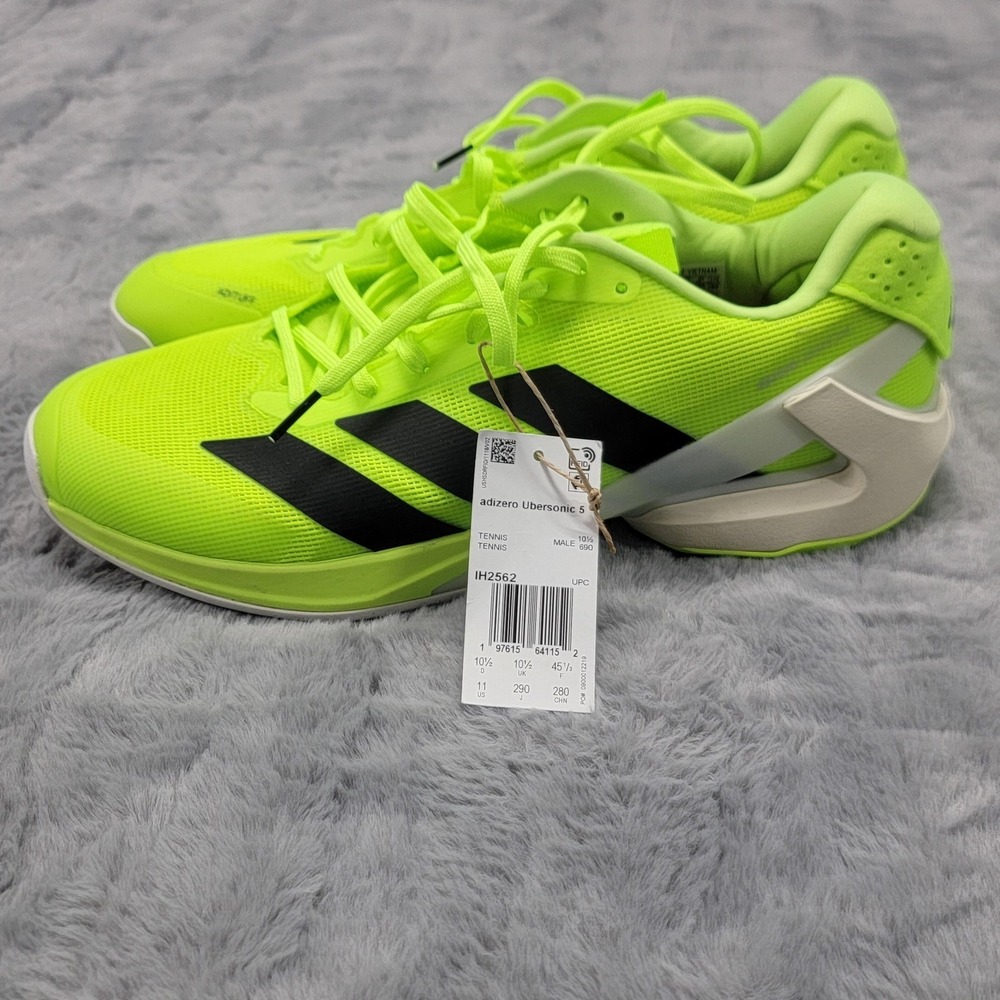 Adidas Adizero Ubersonic 2 Shoes Mens 11 Neon Yellow Low Top Tennis Court IH2562